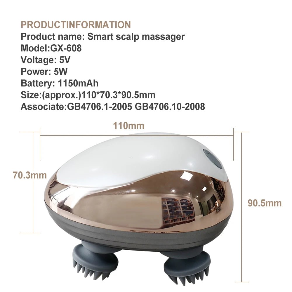 Electric Scalp Massager Silicone Head Scalp Kneading Vibration Device 6 Mode for Hair Growth Stress Relax Waterproof Massageador - My Store
