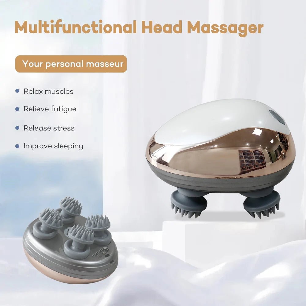 Electric Scalp Massager Silicone Head Scalp Kneading Vibration Device 6 Mode for Hair Growth Stress Relax Waterproof Massageador - My Store
