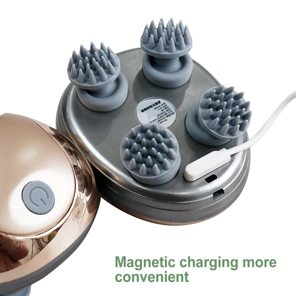 Electric Scalp Massager Silicone Head Scalp Kneading Vibration Device 6 Mode for Hair Growth Stress Relax Waterproof Massageador - My Store