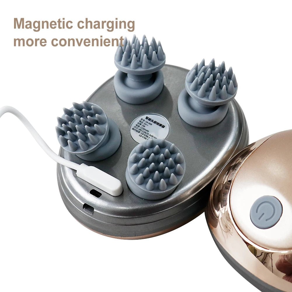 Electric Scalp Massager Silicone Head Scalp Kneading Vibration Device 6 Mode for Hair Growth Stress Relax Waterproof Massageador - My Store