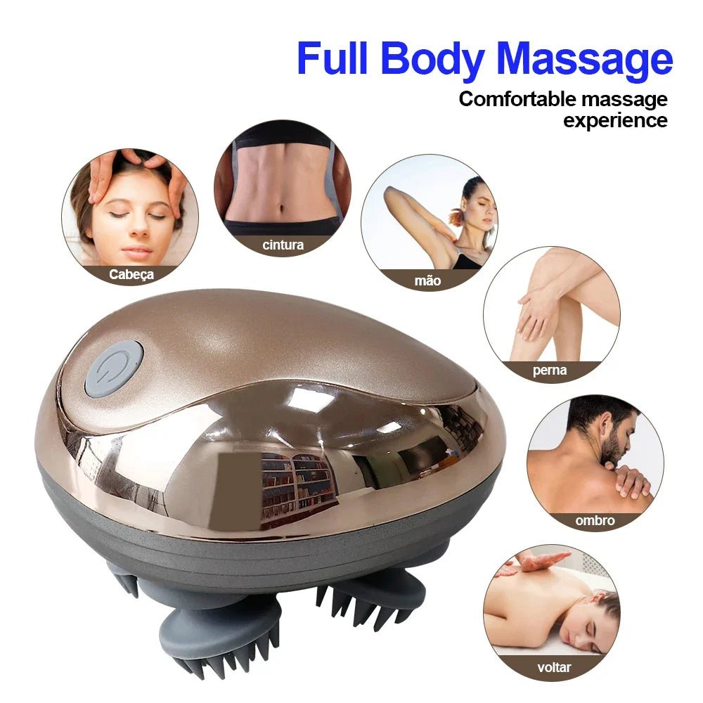 Electric Scalp Massager Silicone Head Scalp Kneading Vibration Device 6 Mode for Hair Growth Stress Relax Waterproof Massageador - My Store