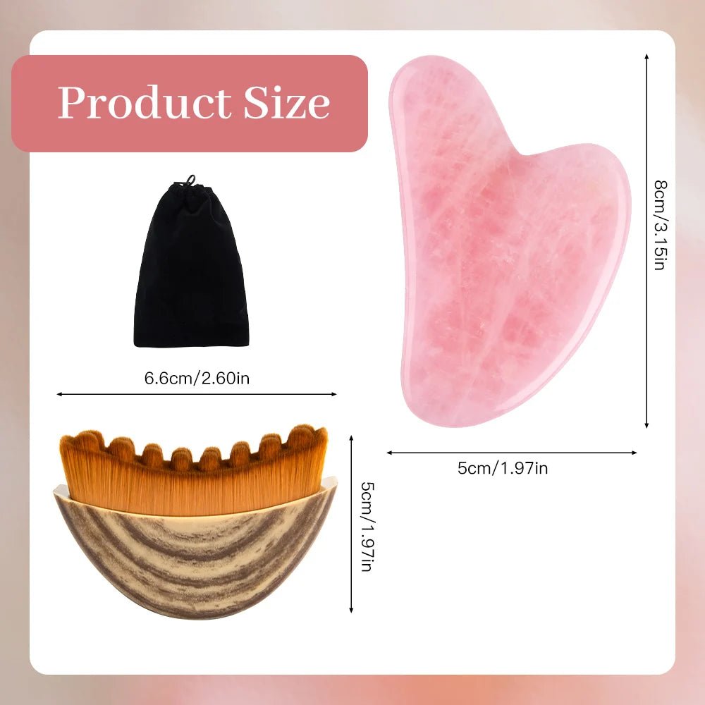 Gua Sha Tool Set Facial Massage Kit Lymphatic Drainage Face Brush Jawline Lifting Relaxation Contour Face Brush with Storage Bag - My Store