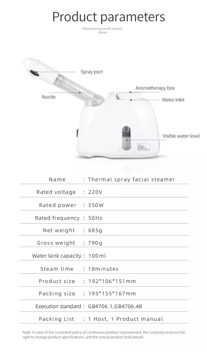 Ozone Facial Steamer Warm Mist Humidifier for Face Deep Cleaning Vaporizer Sprayer Salon Home Spa Skin Care Whitening - My Store