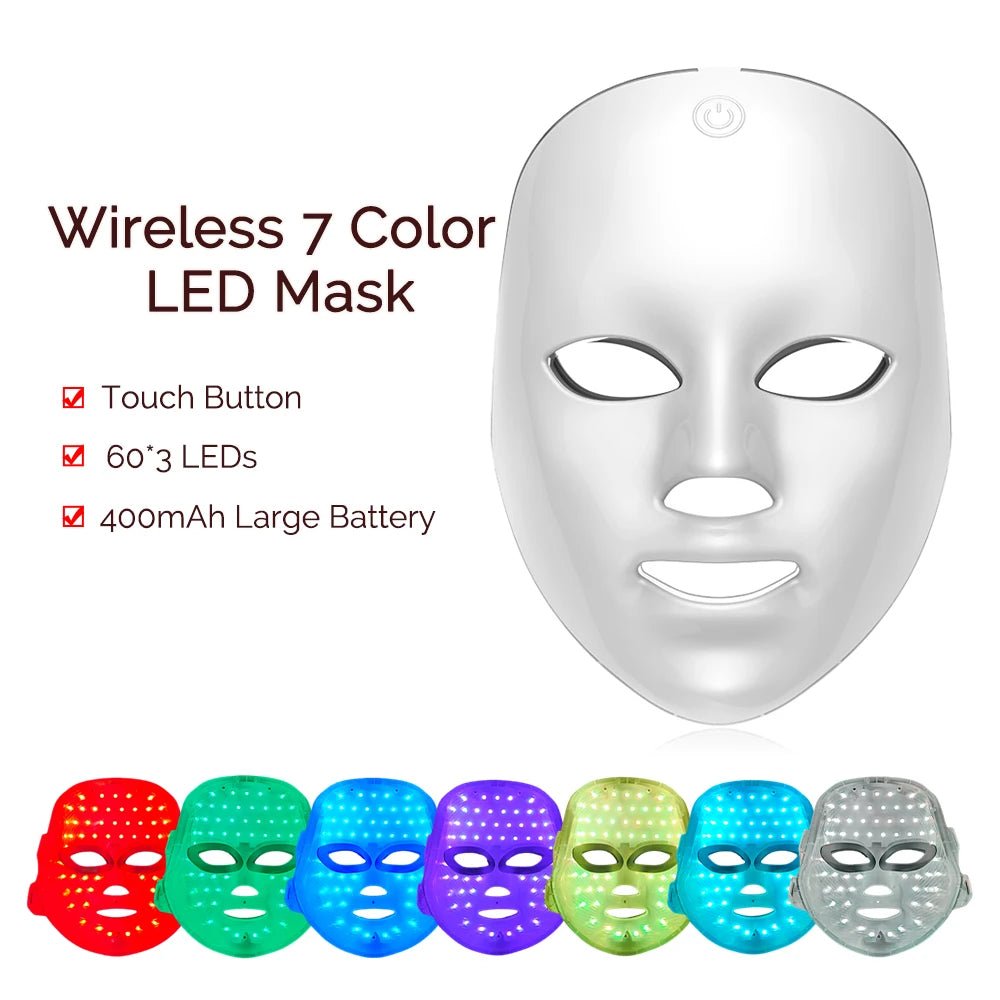 Wireless LED Mask 7 Color LED Face Mask Photon Skin Firming Anti Aging Rejuvenation Beauty Mask Machine - My Store