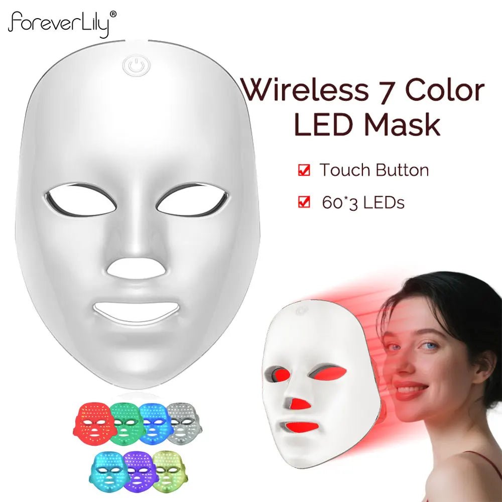 Wireless LED Mask 7 Color LED Face Mask Photon Skin Firming Anti Aging Rejuvenation Beauty Mask Machine - My Store