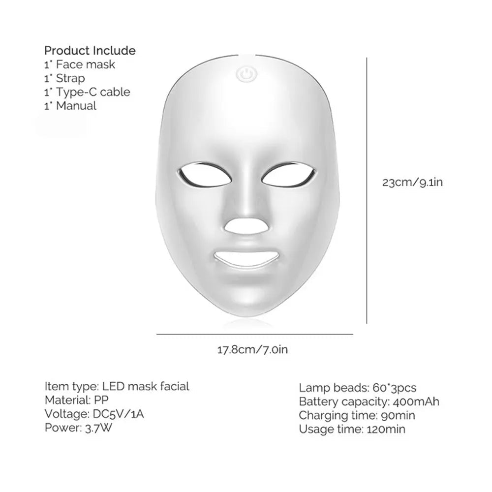 Wireless LED Mask 7 Color LED Face Mask Photon Skin Firming Anti Aging Rejuvenation Beauty Mask Machine - My Store
